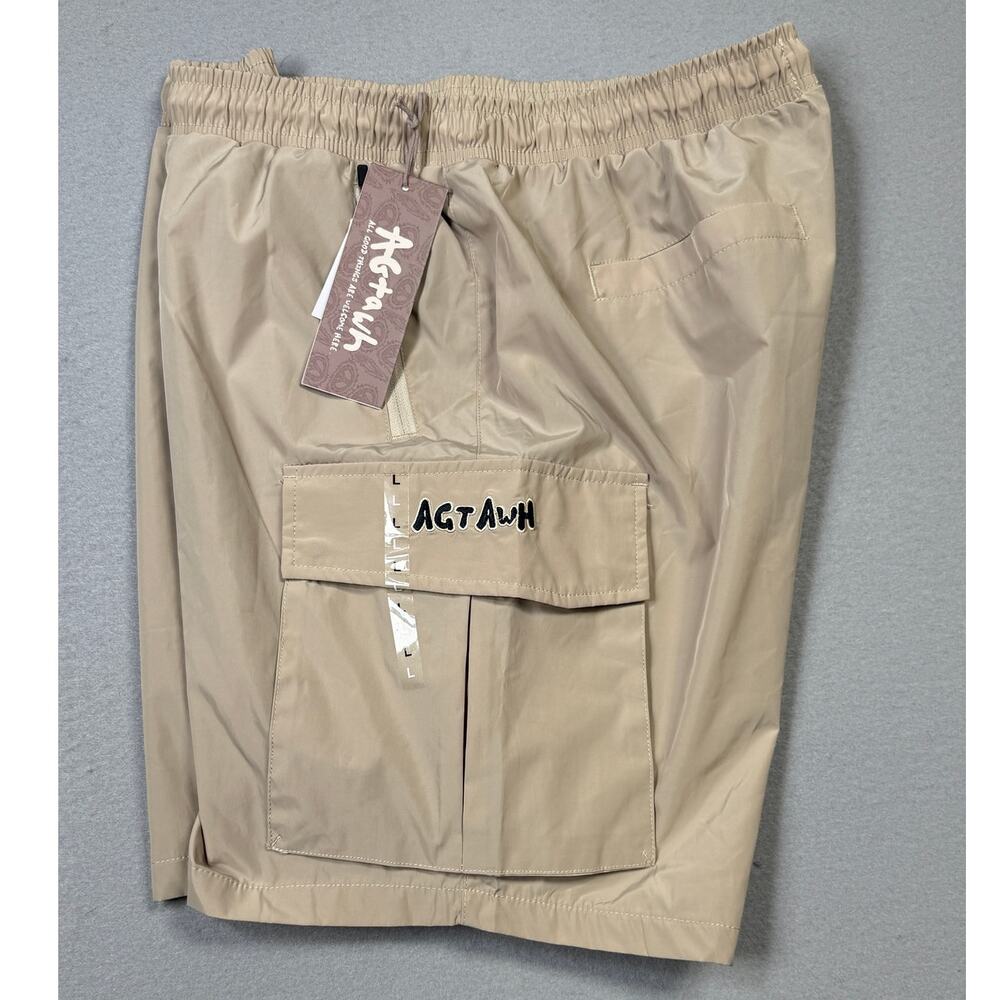 Agtawh Mens Cargo Pocket Casual Walking Shorts, Tan Large $74